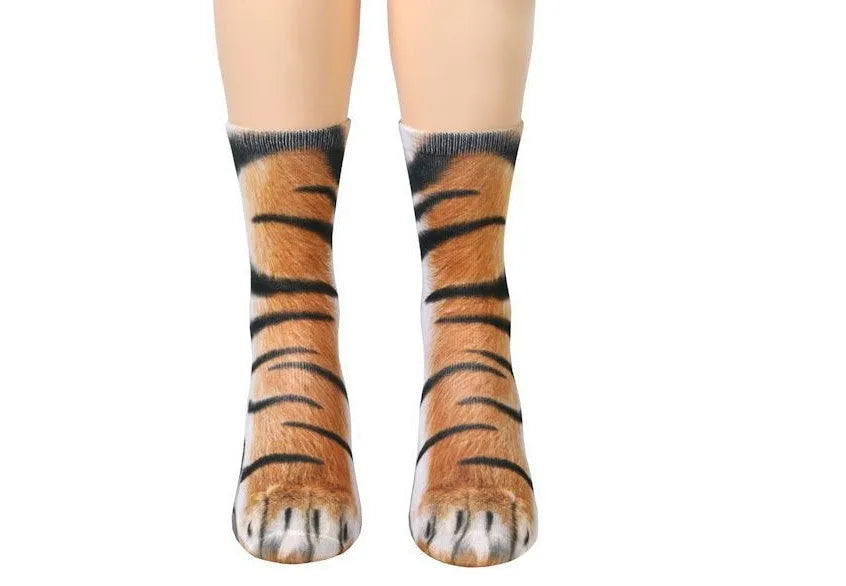 3D animal paw socks with cat claws pattern, unisex long nylon socks, 35cm length, moisture wicking and anti-slip