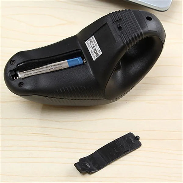Black wireless trackball mouse with six buttons and ergonomic design