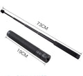 Retractable metal selfie stick with rubberised grip handle and smartphone mount, shown extended.