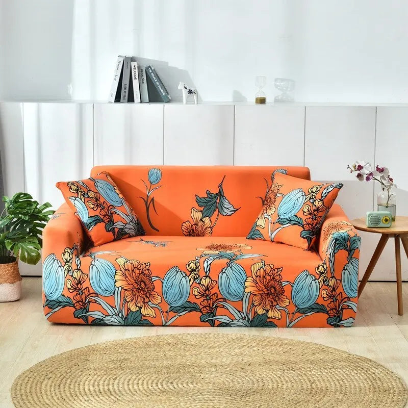 Elastic all-inclusive polyester sofa cover with striped pattern in modern simple style