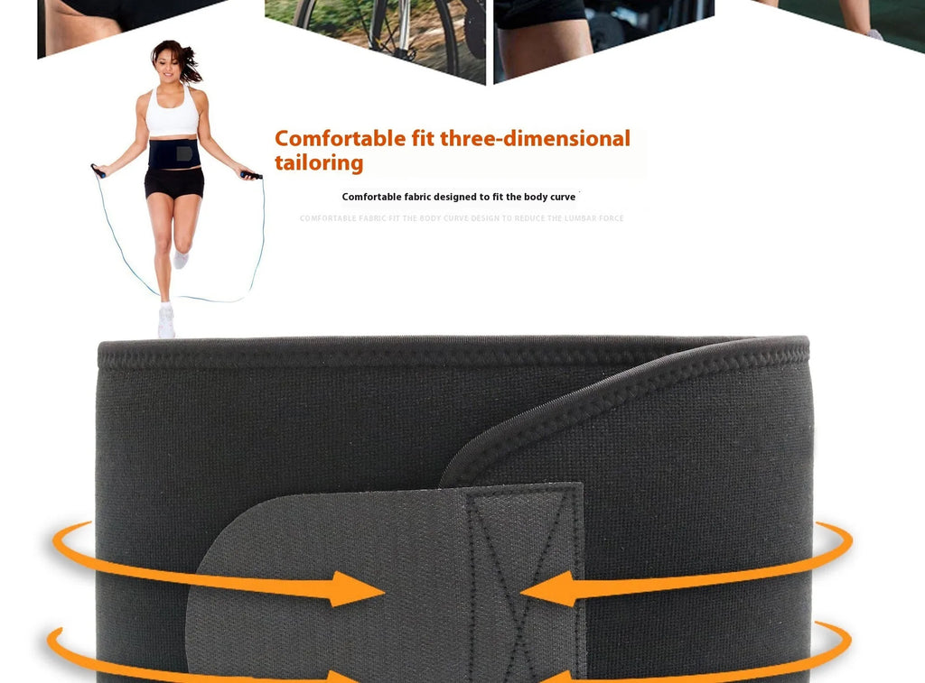 Neoprene lumbar support fitness belt in black, blue, or pink colours for waist protection.