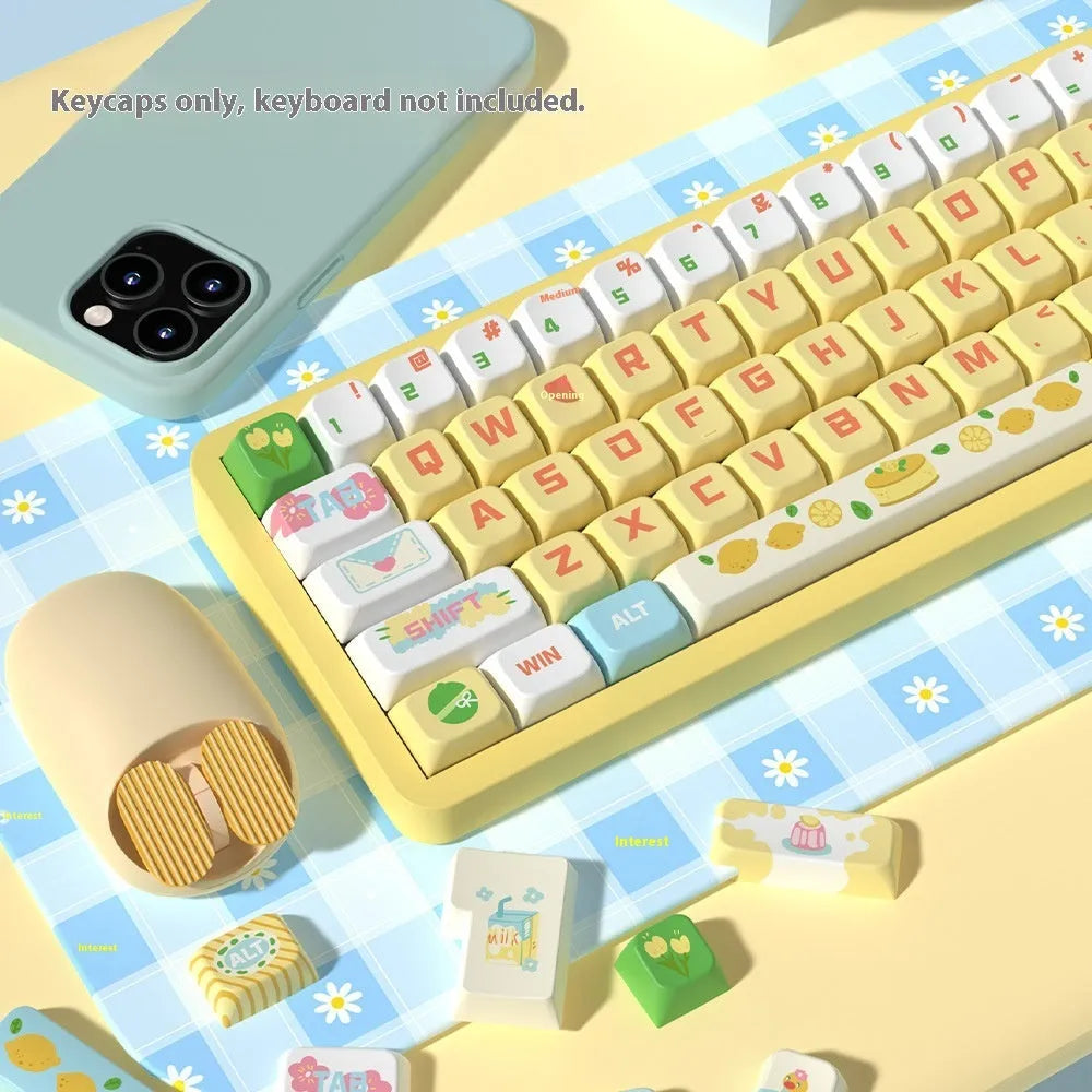Custom sublimation PBT mechanical keyboard cap set Sea Salt Lemon Cheese 138 key layout full set