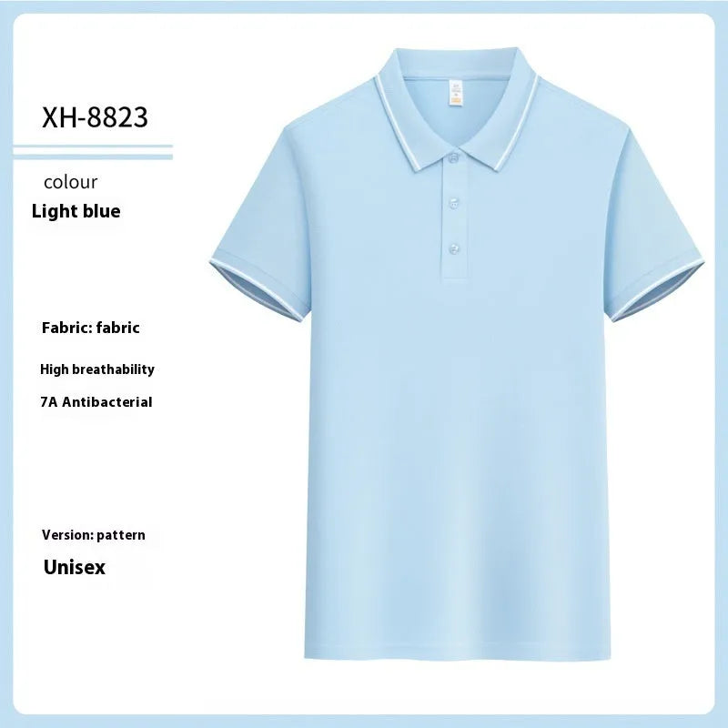 Antibacterial ice-sensitive lapel polo shirt in slim fit with short sleeves available in multiple colours