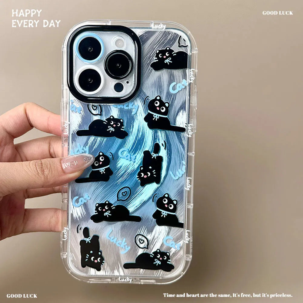 Blue fur cat design PC phone case with fall protection for Apple iPhone