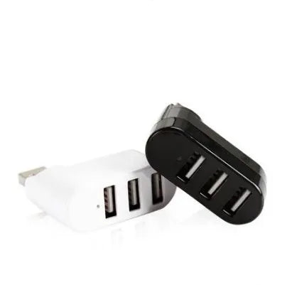 USB 2.0 hub splitter with spin colour design in black and white options for computer expansion