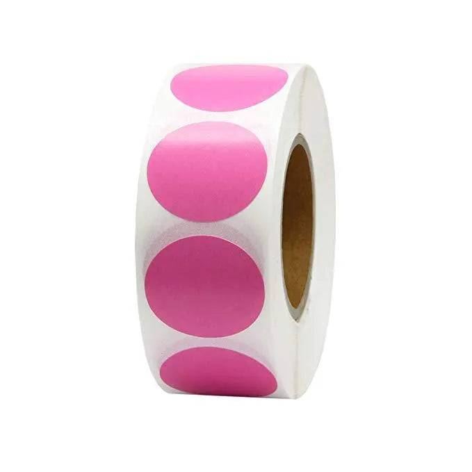 500 Pcs/Roll Chroma colour code point label stickers 2.5cm round with ten colour options