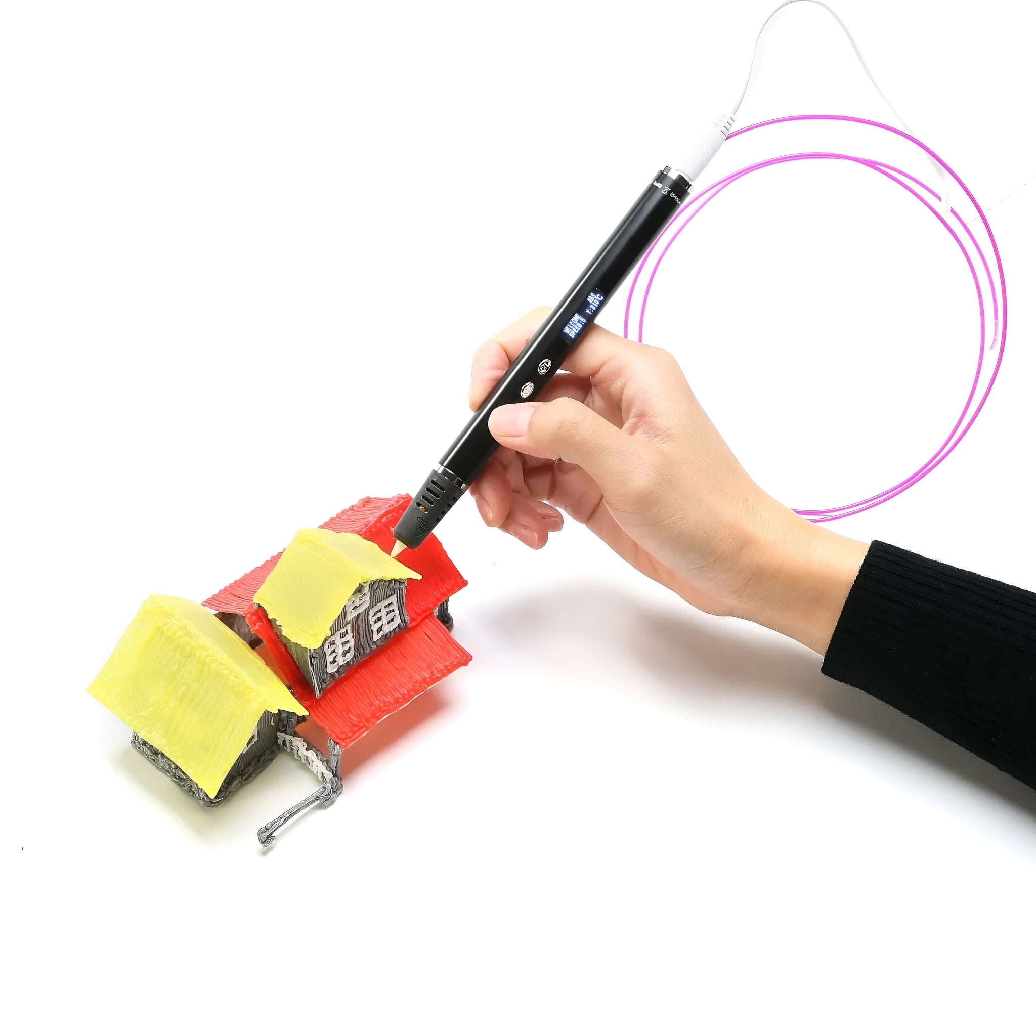 Fountain pen style 3D printing pen for DIY educational projects with adjustable extrusion speed