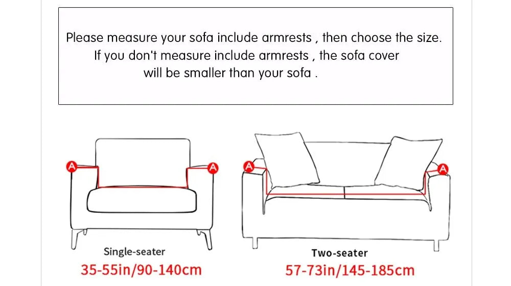 Elastic non-slip sofa cover in a colourful pattern, single seater size 90-140 cm, high-density fabric