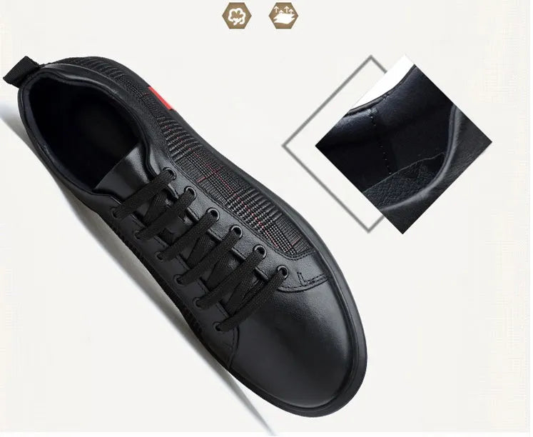 SOLEY genuine leather lace-up sneakers for men, soft touch upper, rubber outsole, side view