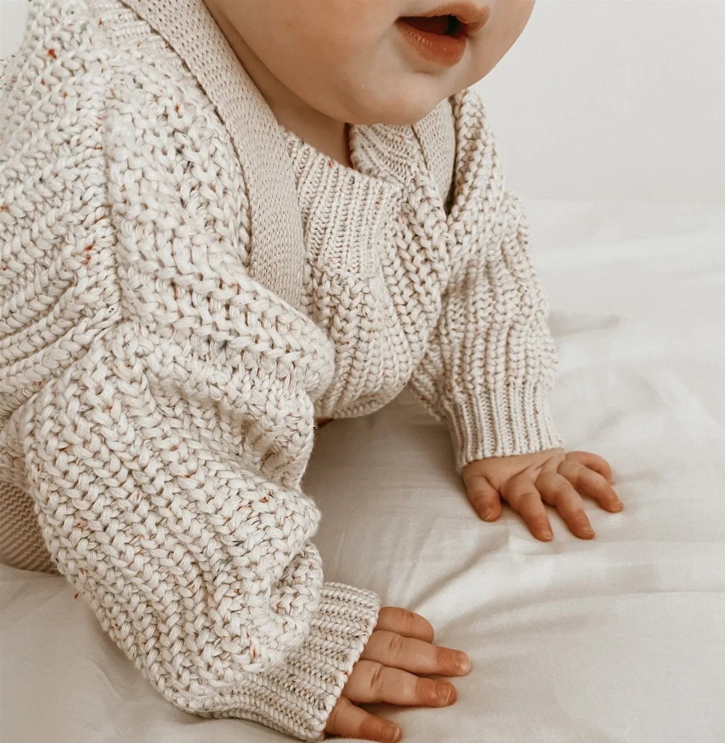 Children winter casual cotton oversized sweatsuit top in vanilla colour