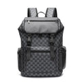 Korean checkered print large capacity backpack with curved shoulder straps in multiple colour options