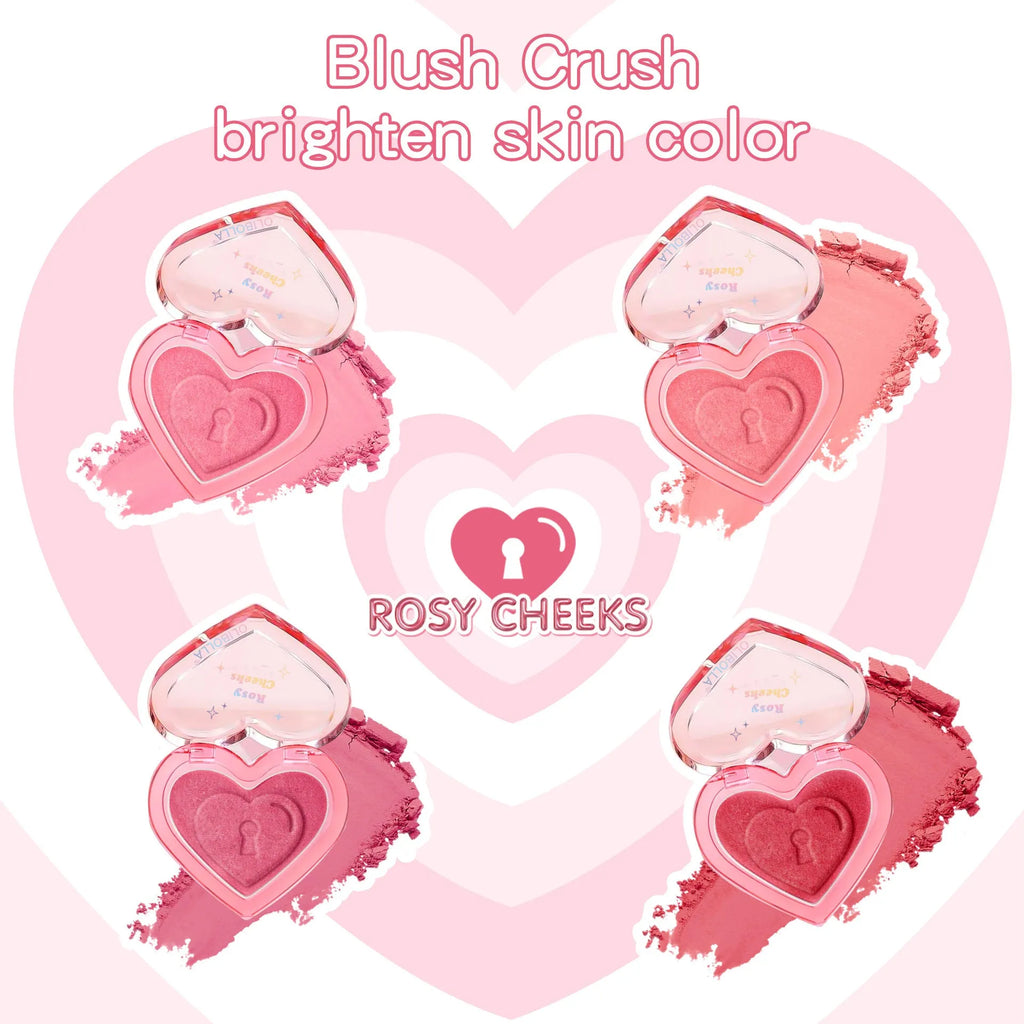 Peach heart blush contour compact with powder blusher in four colour options for neutral skin types