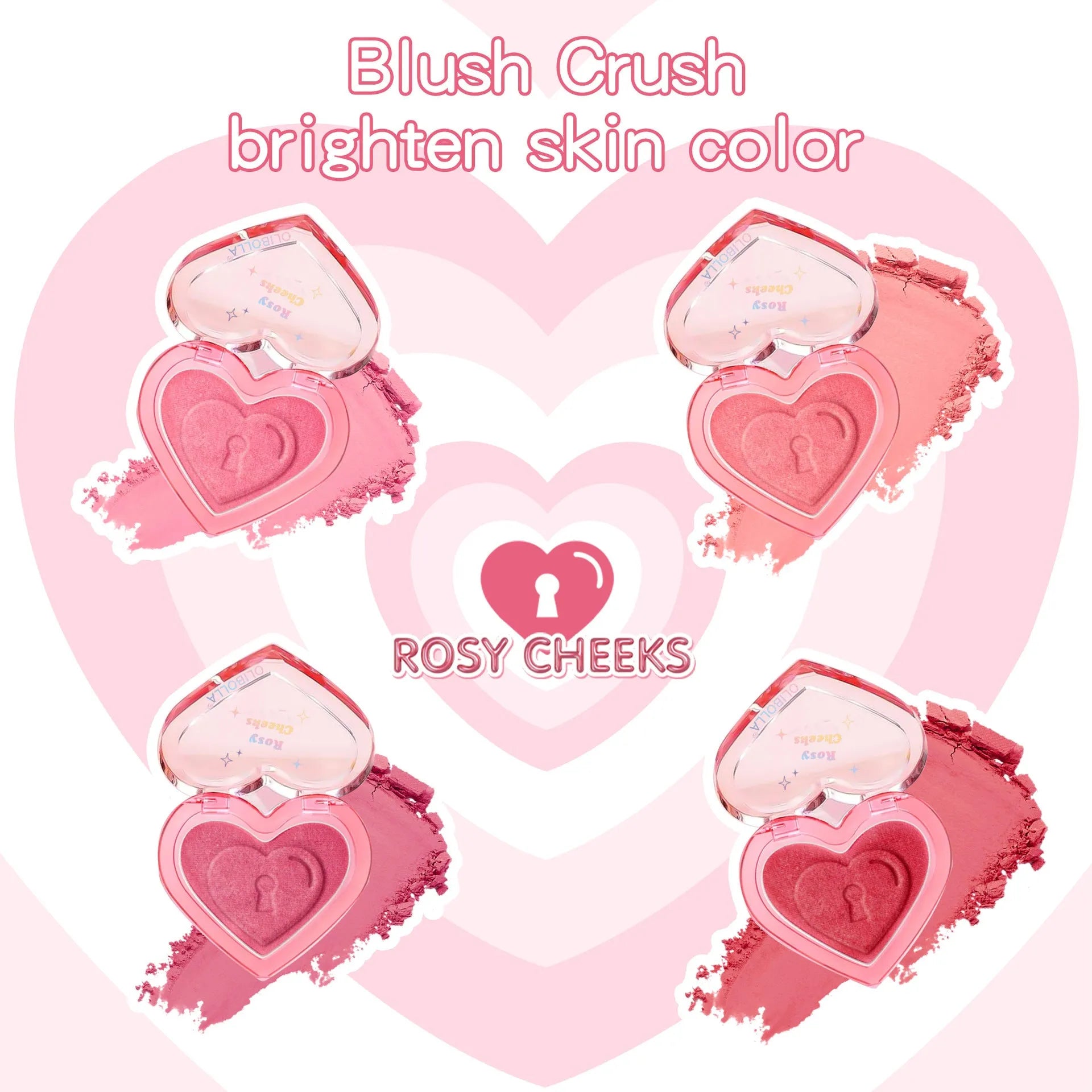 Peach heart blush contour compact with powder blusher in four colour options for neutral skin types