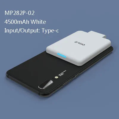 Slim 4500mAh back clip battery for iPhone Android Type-C phones in black, white, blue, pink, red