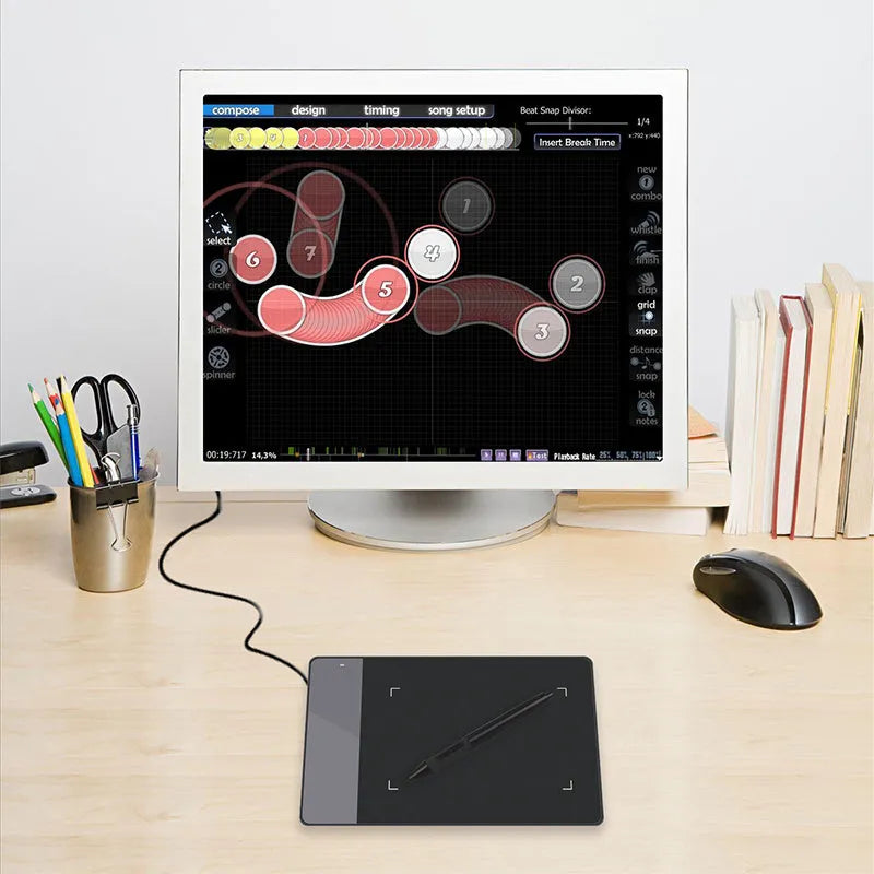 HUION 420 black electronic drawing board with USB cable, compact graphics tablet
