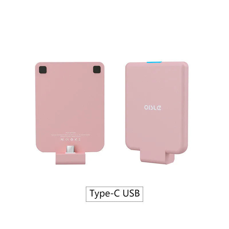 Slim 4500mAh back clip battery for iPhone Android Type-C phones in black, white, blue, pink, red