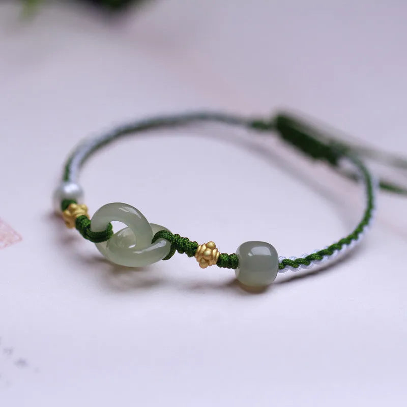 DIY woven bracelet with Hetian jade pendants and flexible wire for custom watch bands