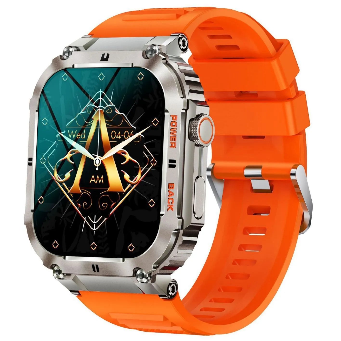 K57PRO Bluetooth Smartwatch in Black showing TFT screen with touch button interface