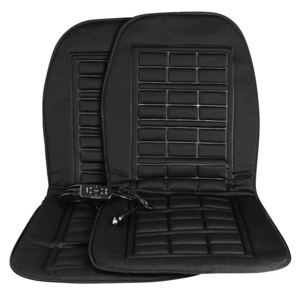 black heated car seat cushion 128x49cm temperature control 12V fibre composite