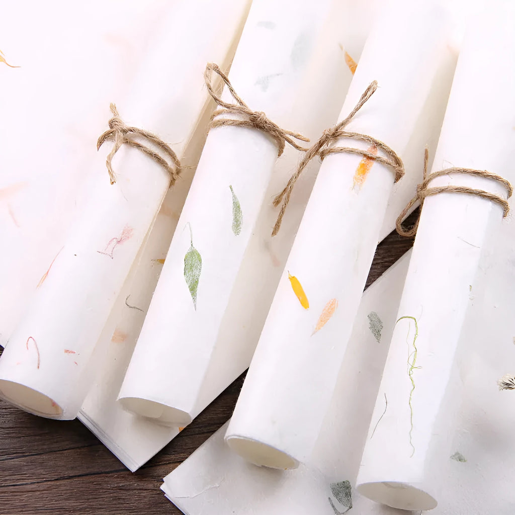 Traditional Chinese painting paper set with floral patterns in four colour variations
