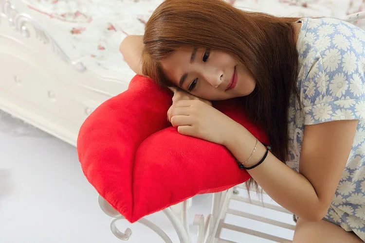 Creative sexy plush big lips pillow in pink and red, 50cm and 60cm height