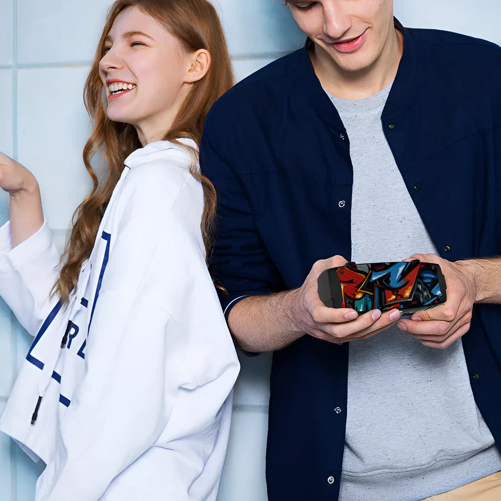 Portable Bluetooth speaker in multiple colours showing front speaker grilles and a side USB port for charging and memory expansion.