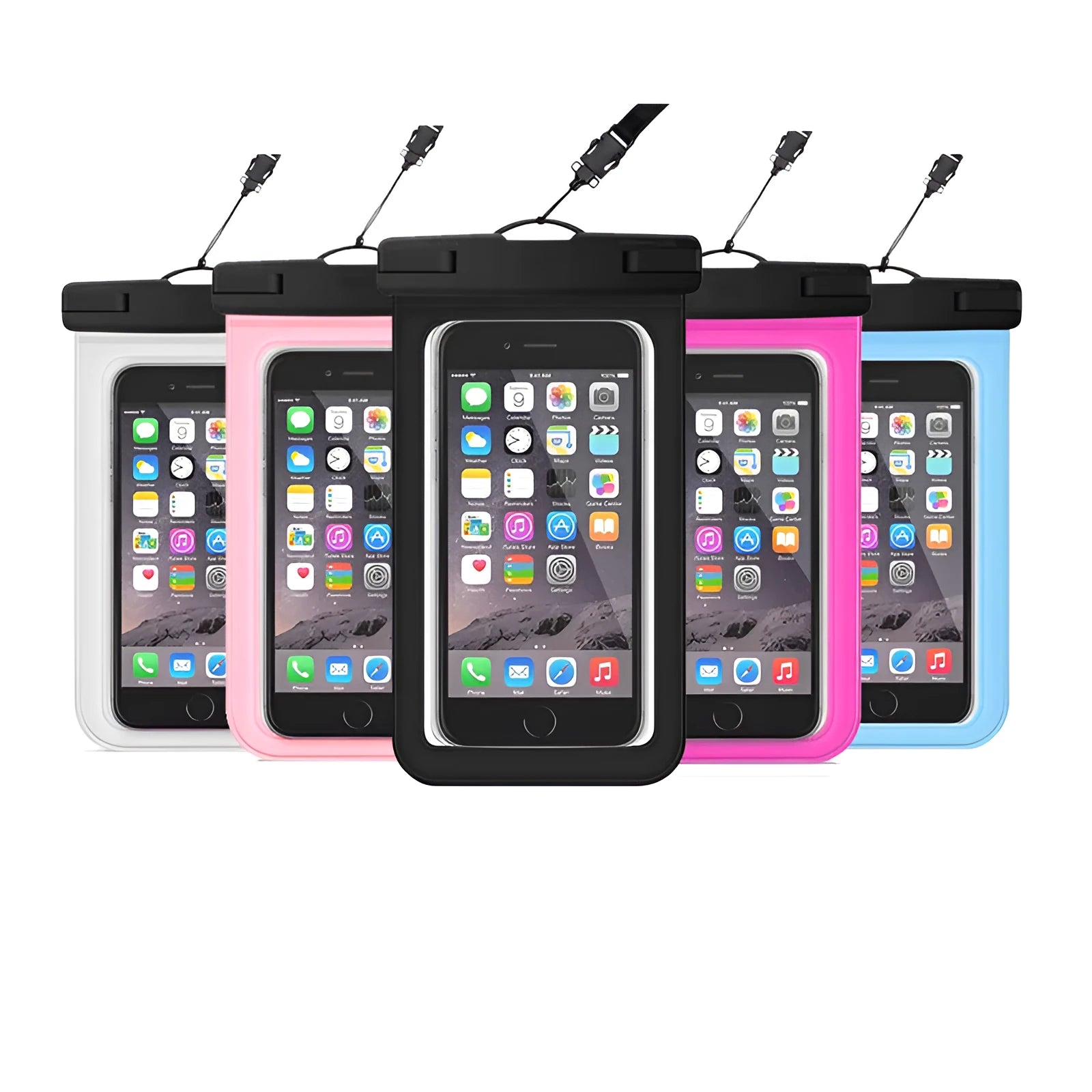 Waterproof mobile phone bag for diving and outdoor use, 21x10.7cm, fits 7-inch devices.