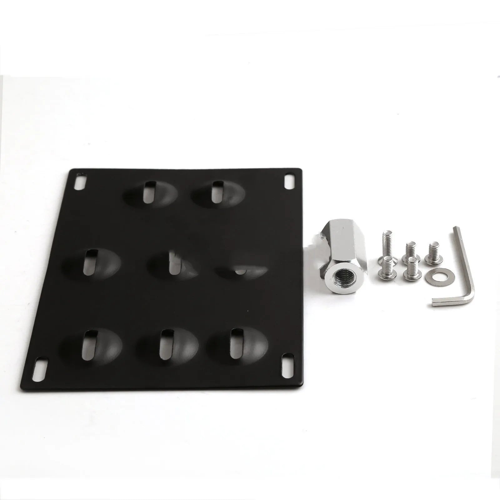American license plate frame with integrated trailer hook for car modification, 21x10 cm metal construction