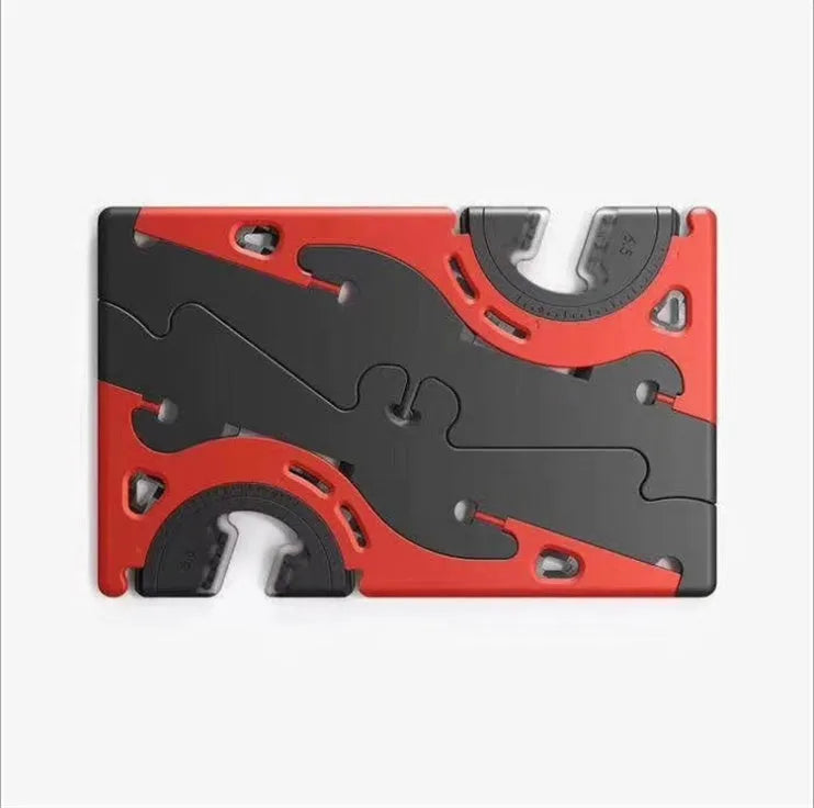 A plastic card type mobile phone holder in six colour options on a desk.