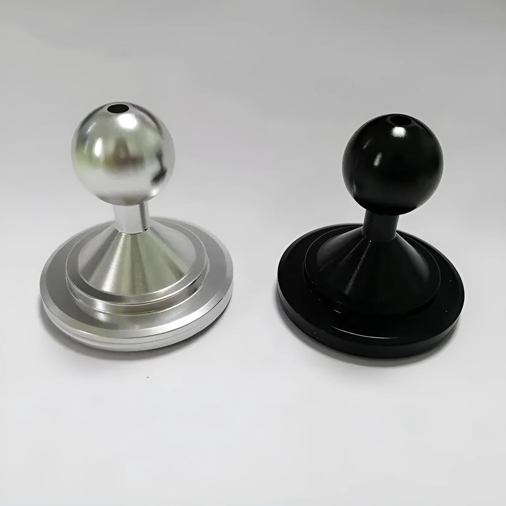 Silver and black aluminium alloy universal instrument panel mounting base plate.