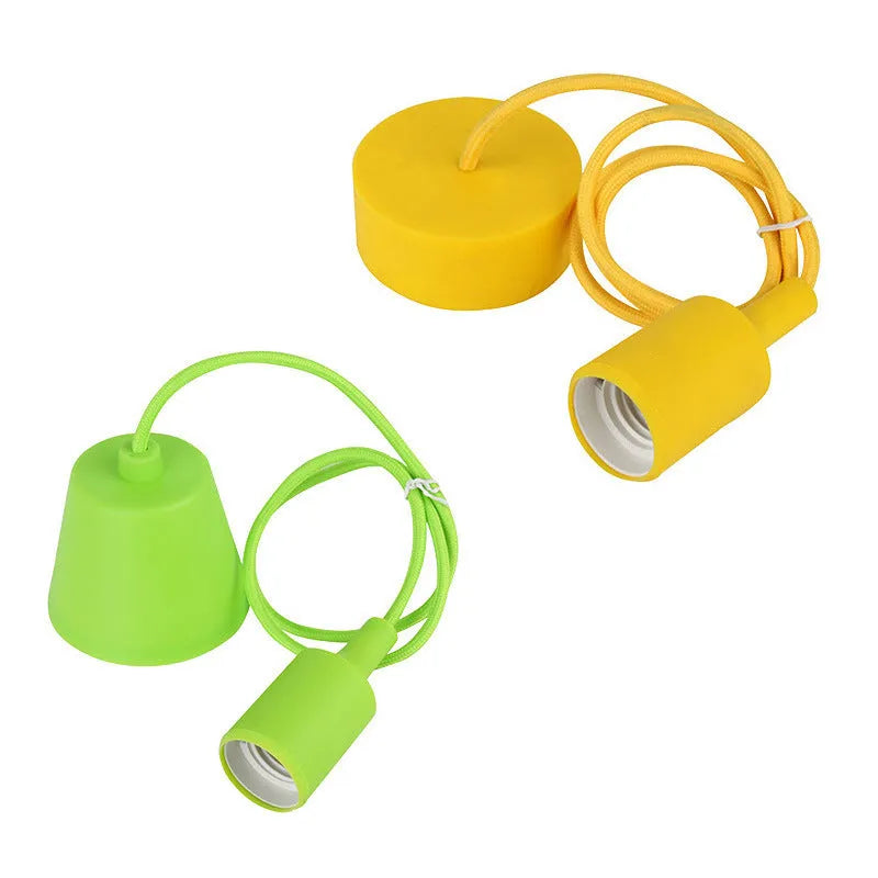 Silicone pendant lamp holder adaptor with 50cm cable for E26/E27 bulbs in multiple colours