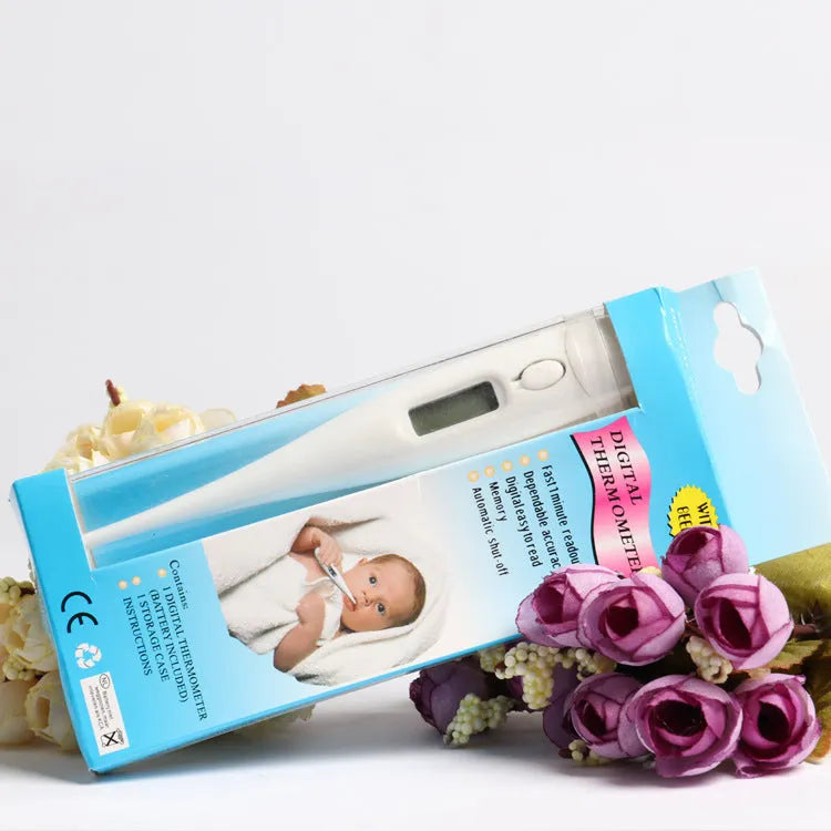 White PP electronic thermometer for oral armpit rectal use, compact 12.5 cm size