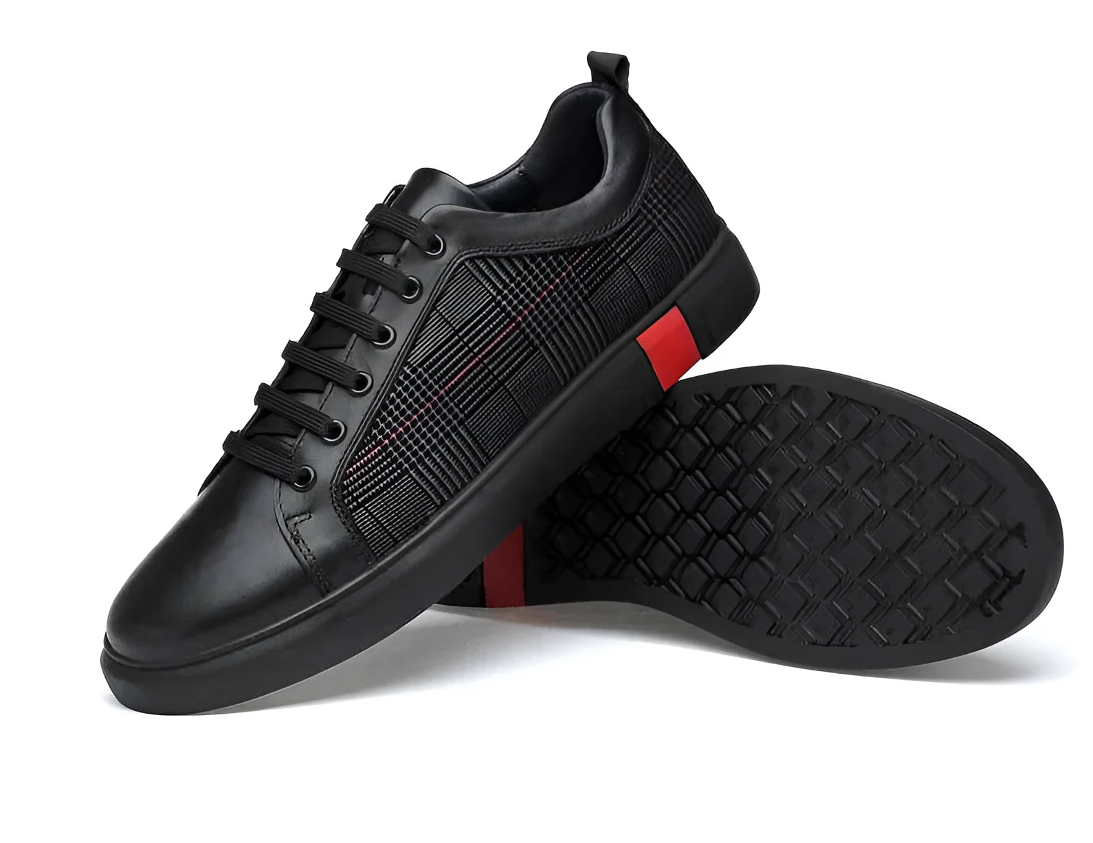 SOLEY genuine leather lace-up sneakers for men, soft touch upper, rubber outsole, side view