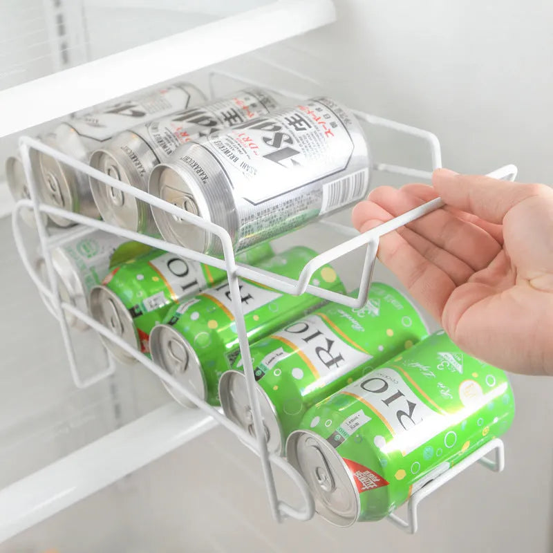 Double-layer iron kitchen storage rack for cans, 28x18x14cm, picture colour finish