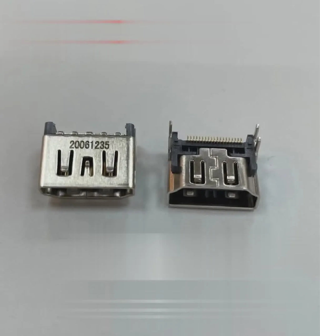 Silver metal HDMI host interface socket for device integration.
