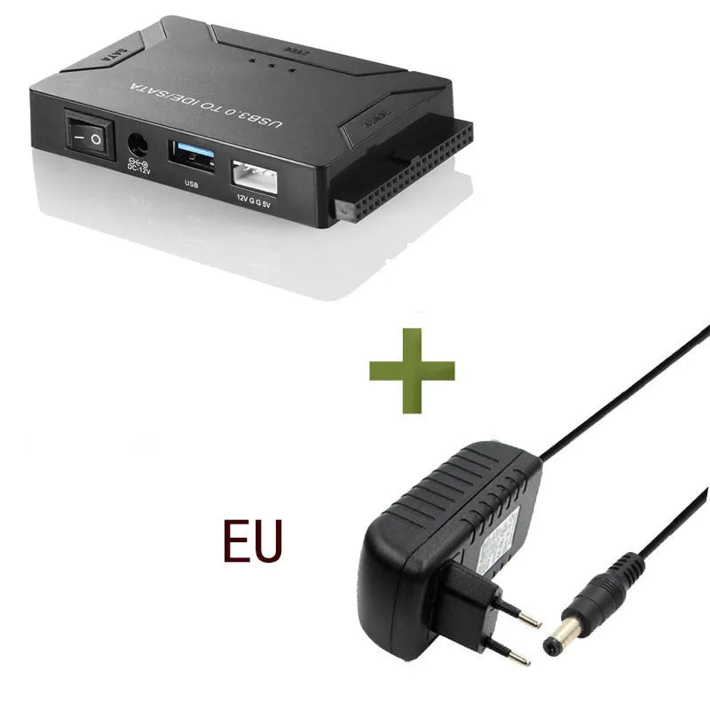 USB to IDE multifunctional converter with power adapter and cables for hard drive connectivity