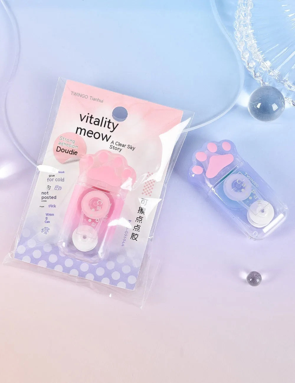 Cat's Paw Paws Dots double-sided adhesive tape 5mm wide in dispensing mixed colour packaging