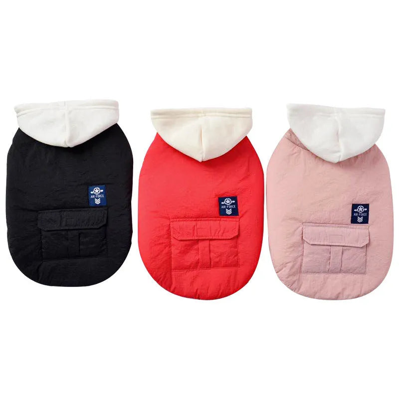 Cotton dog vest in black, pink, and red for small to extra large dogs