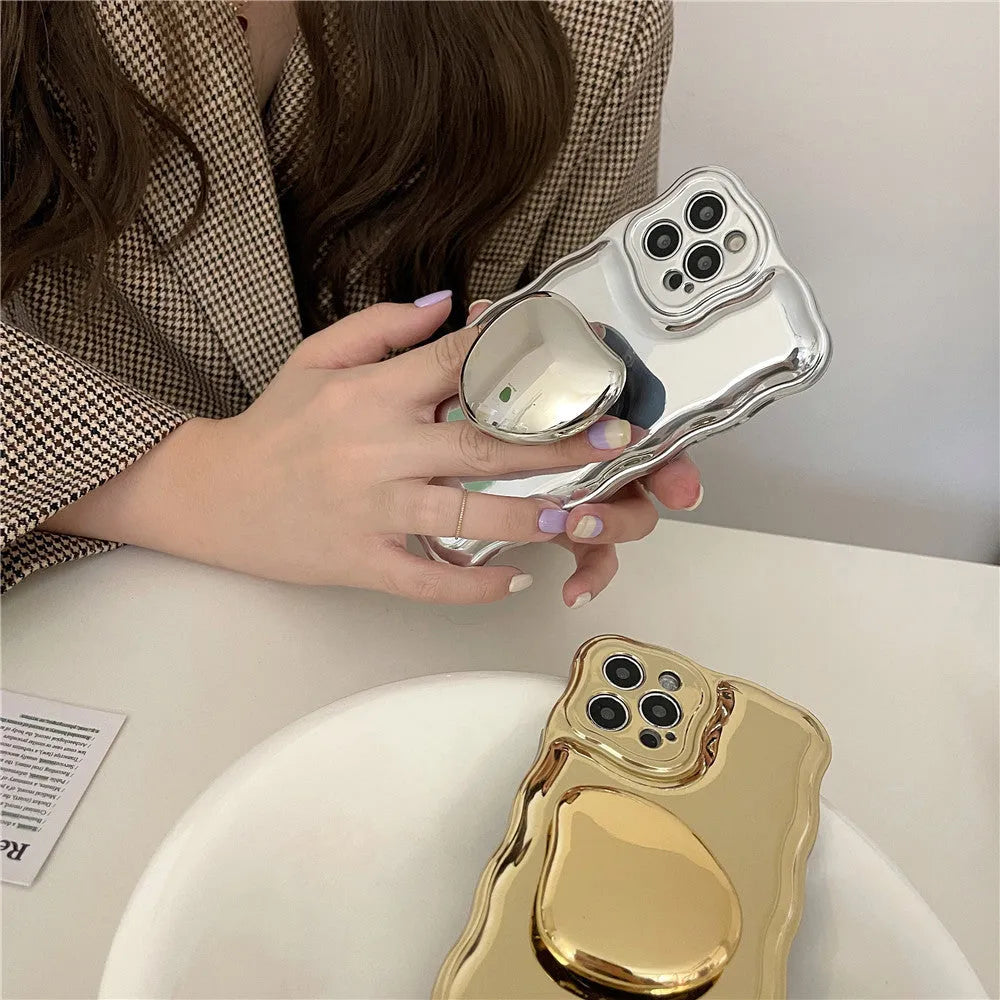 Gold bracket plastic electroplating air cushion phone case for iPhone 11 12 13 14 Pro Max