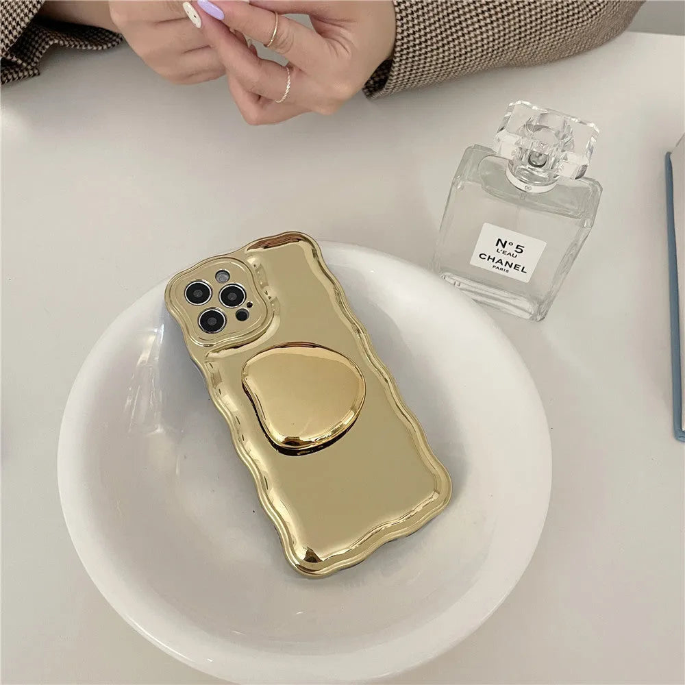 Gold bracket plastic electroplating air cushion phone case for iPhone 11 12 13 14 Pro Max