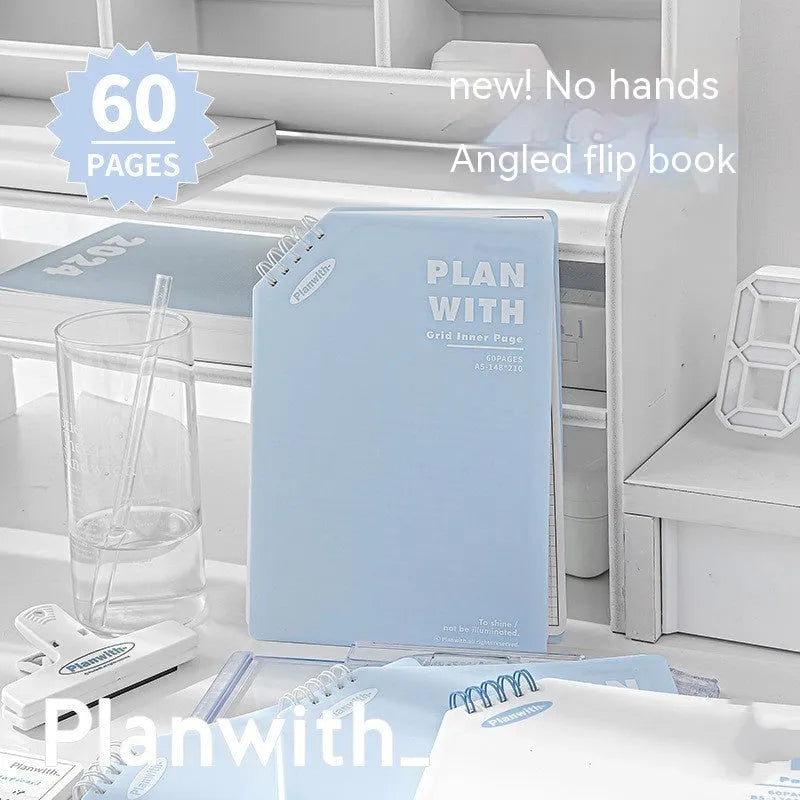 Salt series artsy student draft notebook in A5 and B5 sizes with plaid blue or white cover options.