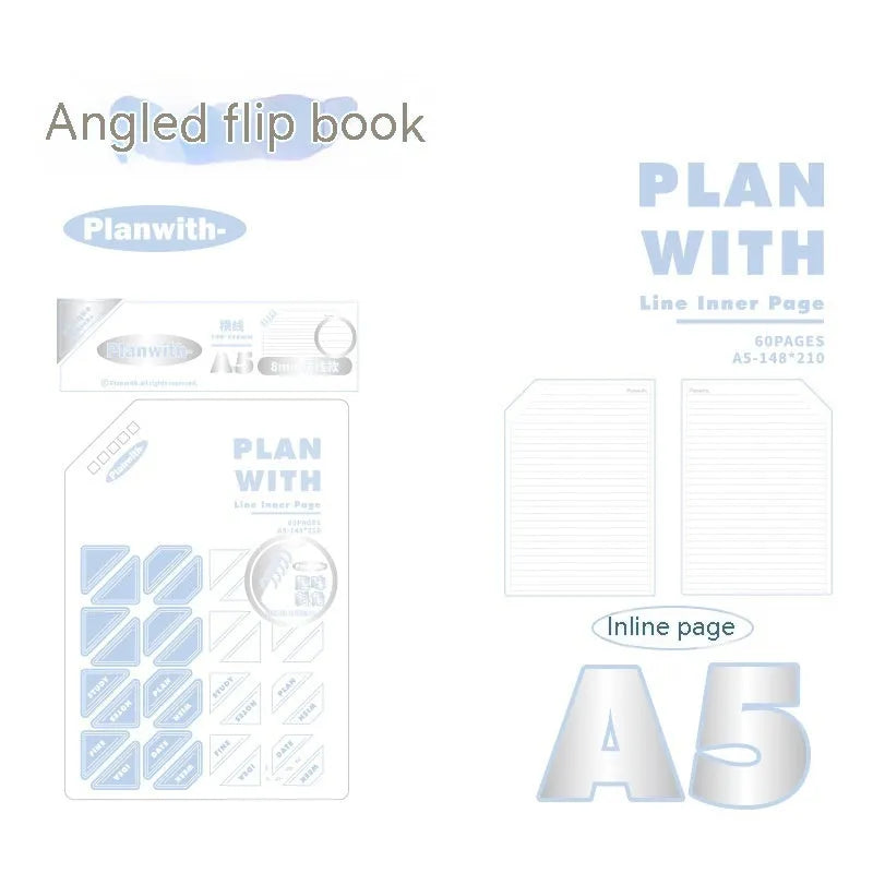 Salt series artsy student draft notebook in A5 and B5 sizes with plaid blue or white cover options.
