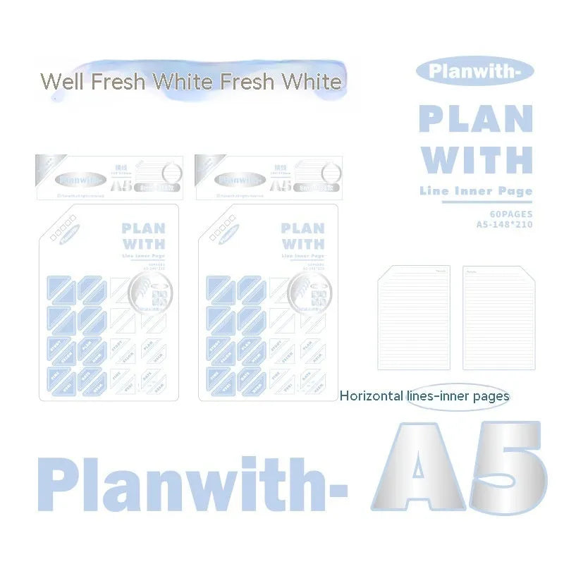 Salt series artsy student draft notebook in A5 and B5 sizes with plaid blue or white cover options.