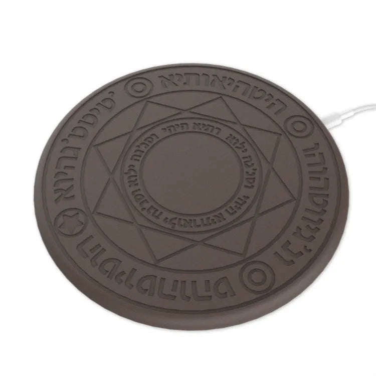 10W fast wireless charger with magic array LED glowing pattern on an ultra-thin black ABS base.