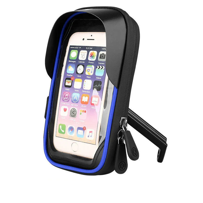 Mobile phone stand with TPU touch screen showing smartphone compatibility and waterproof zipper