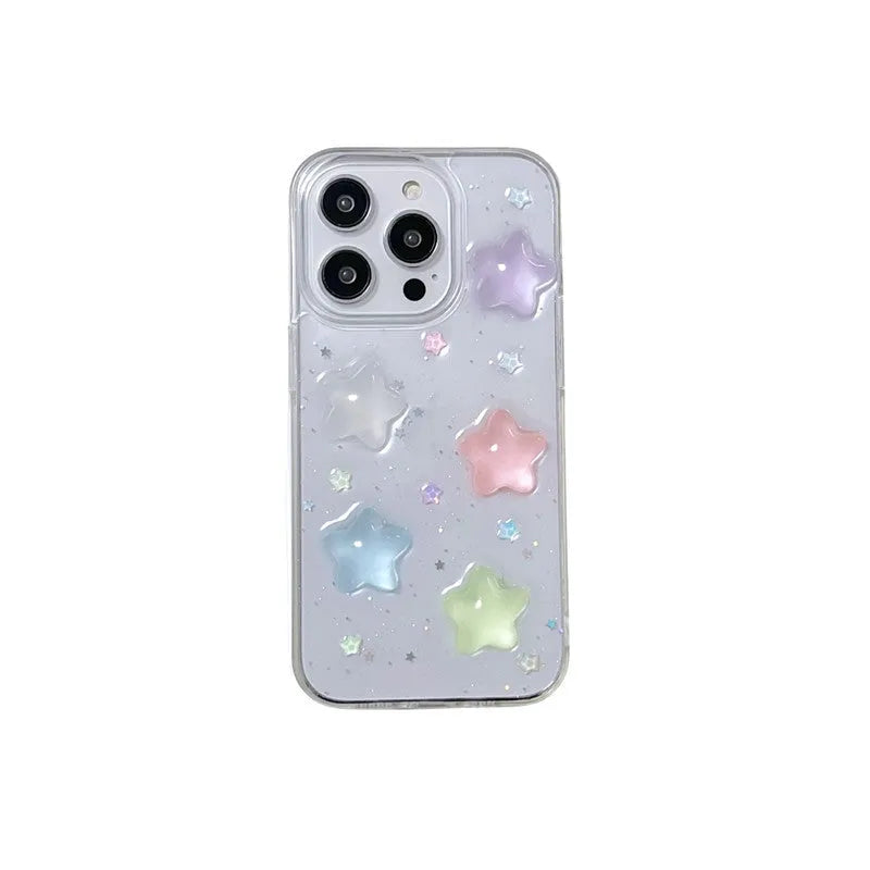Three-dimensional star luminous silicone phone case with epoxy resin in XINGX colour for iPhone