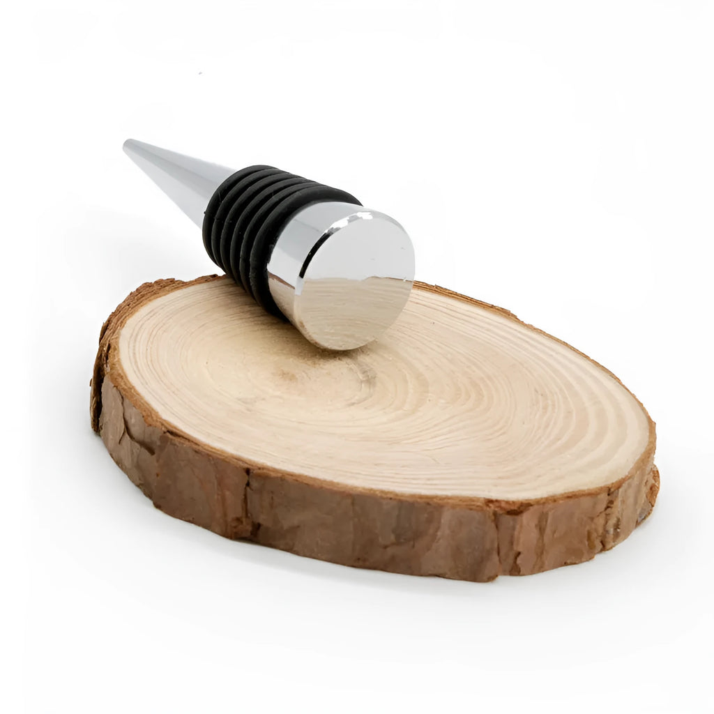 Silver zinc alloy wine bottle stopper with silicone base for M8 and M10 thread sizes