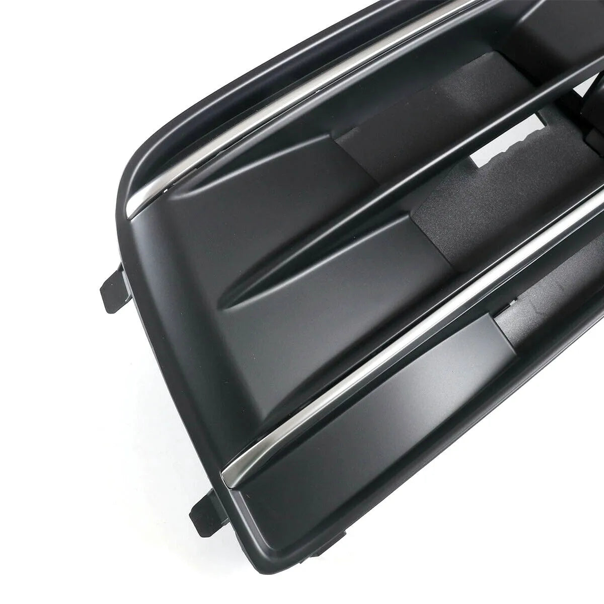Audi Q5 2018-2022 black ABS plastic front bumper lower grille frame pair, left D154L and right D154R.