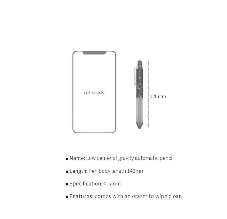 Black and white 0.5mm mechanical pencils showing cloud grip detail on the plastic barrel.