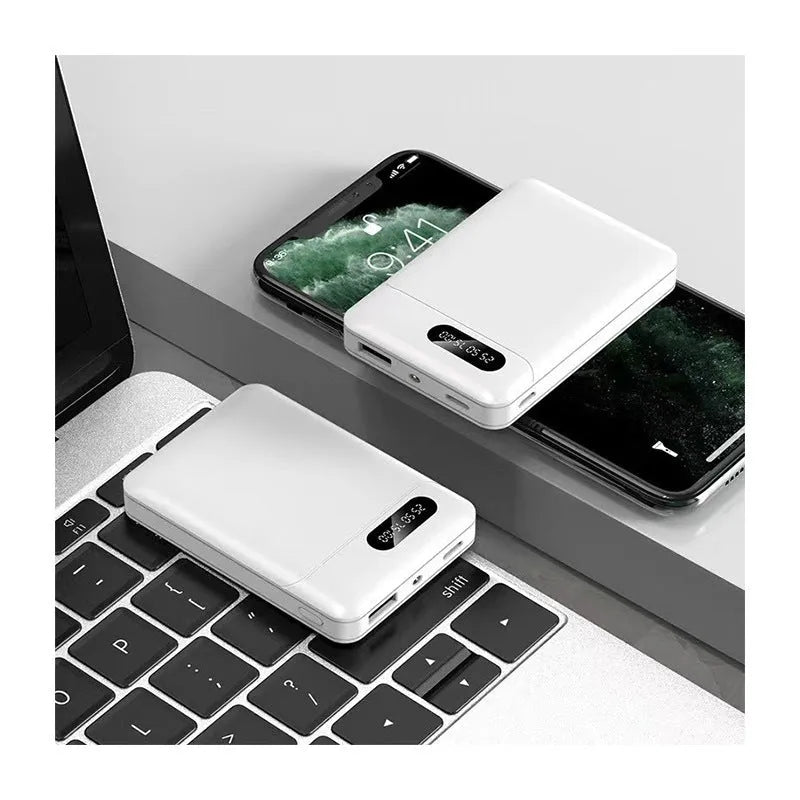 A21 model portable power bank in black or white with multiple USB charging ports